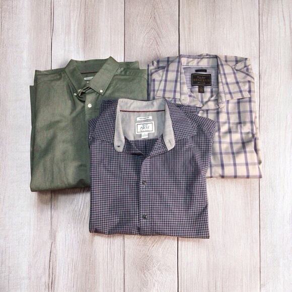 Lot Of 3 Jos A Bank Tailored Fit Shirts Mens Size Large Long Sleeve - Picture 1 of 14
